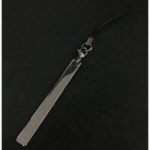 Very Nice Condition! GUCCI Logo Plate Silver Tone Mobile Phone Strap Bag Charm